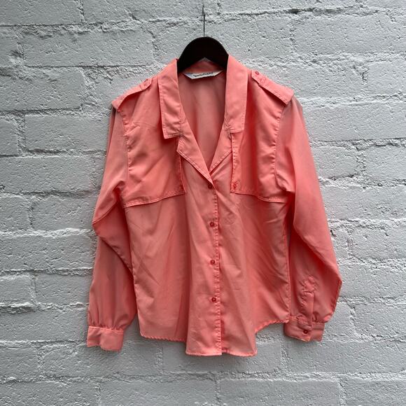 Vintage Diane Von Furstenberg Peach Button Down Blouse Size 8 - Picture 1 of 6